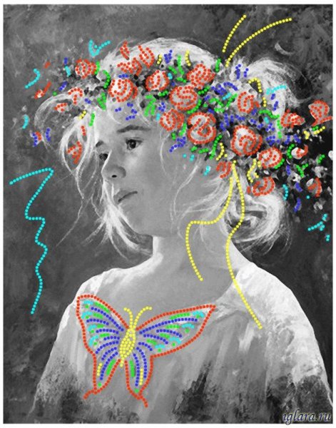 Девушка в венке из цветов живопись