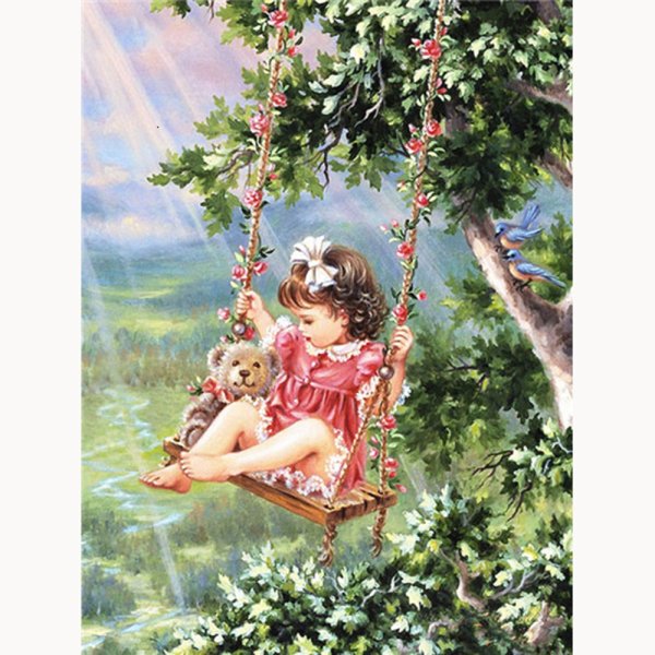 Левушка на качелях картина