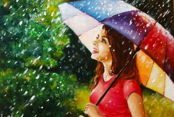 Моника Луньяк под дождём