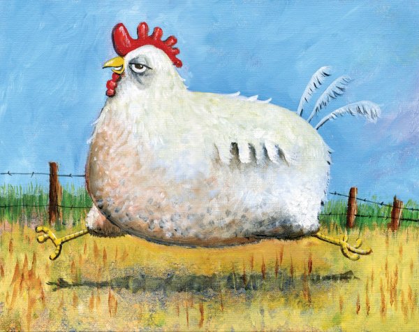 Смешная курица живопись