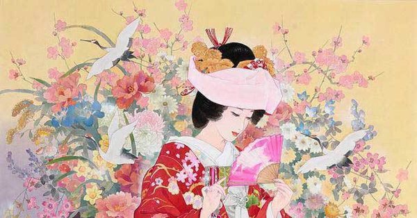 Гейша акварель