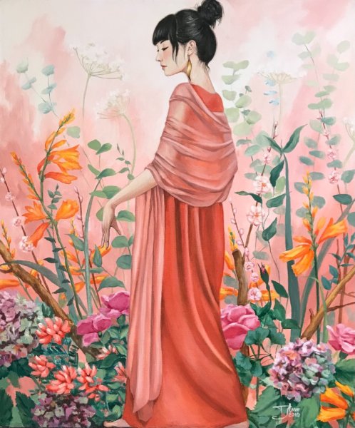 Японская живопись девушки