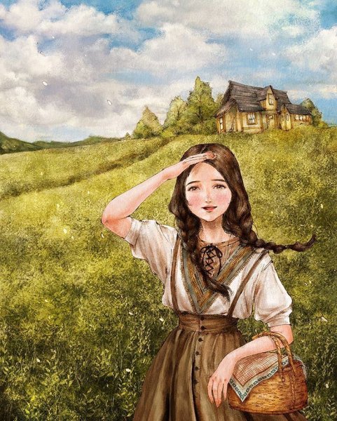 Деревенская девушка арт