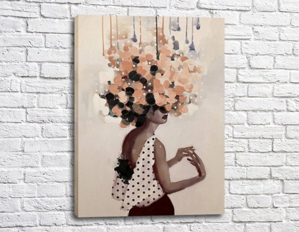 Картина на холсте девушка с цветами