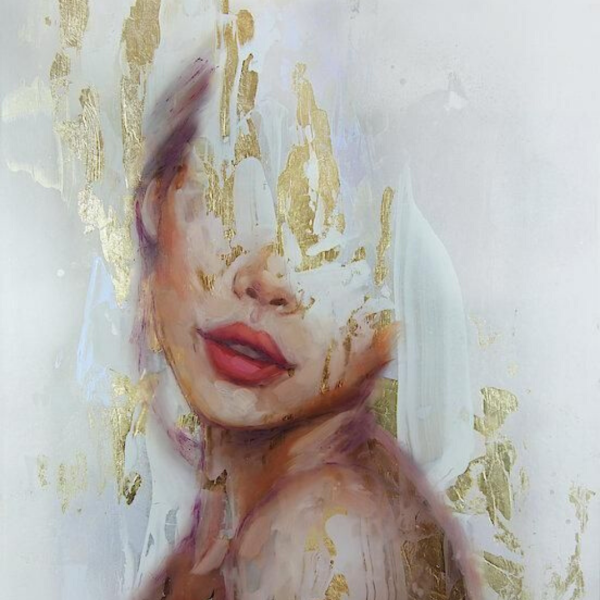 Женщина в шляпе масло