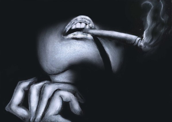 Курящие девушки на черном фоне