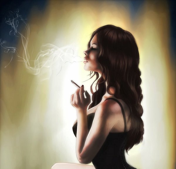 Курящая девушка арт