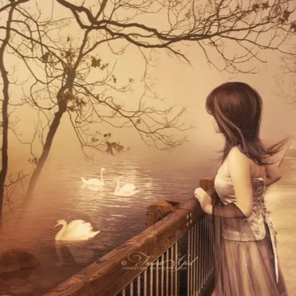 Девушка на мосту арт