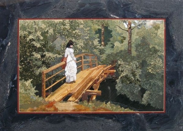 Летний пейзаж (Вера Алексеевна Репина на мостике в Абрамцеве)