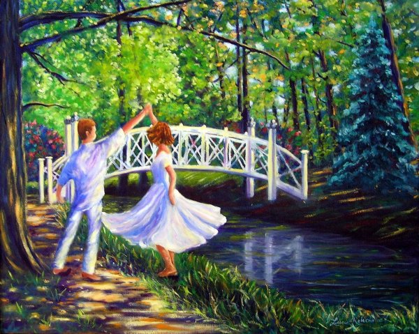 Картина влюбленные на мосту