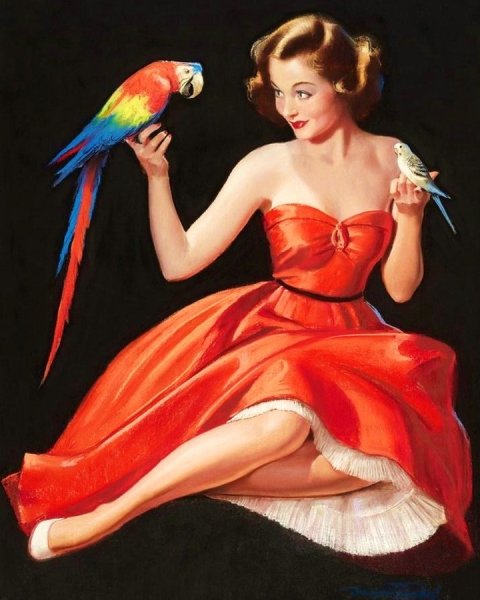 Дети с попугаем картина