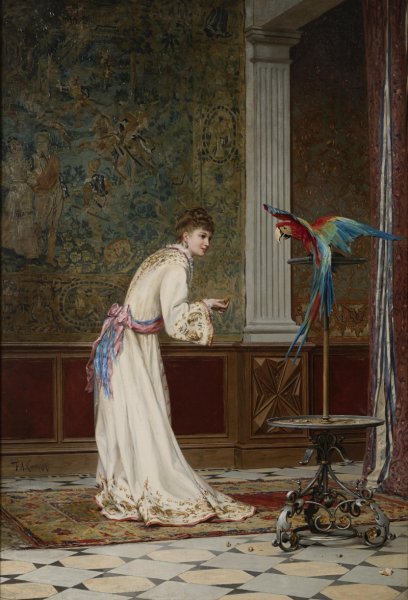 Клетка с птичкой в живописи