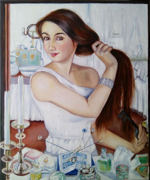 Зинаида Серебрякова за туалетом автопортрет.1909