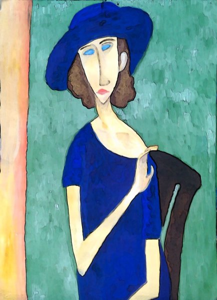 Живописный портрет девушки в матроске с бантом