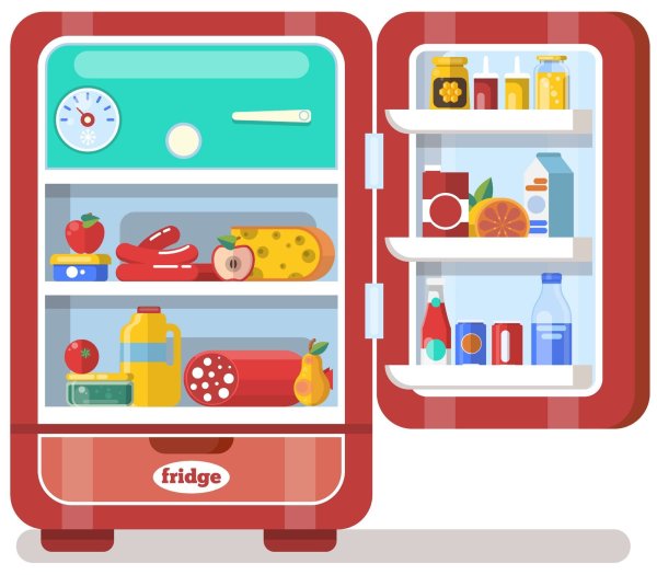 Холодильник с продуктами для детей