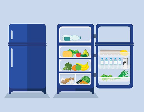 Мультяшный открытый и закрытый холодильник