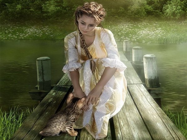 Женщина на берегу реки