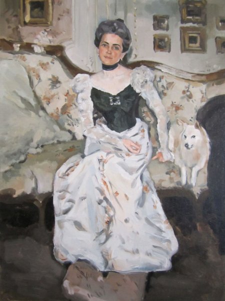 Картина дама и птичка