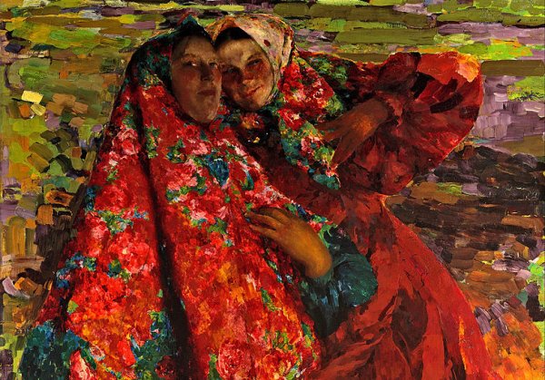 Картина женщина в Красном платке