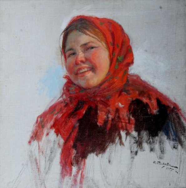 Женщина в платке живопись