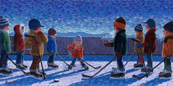 Живопись хоккей во дворе