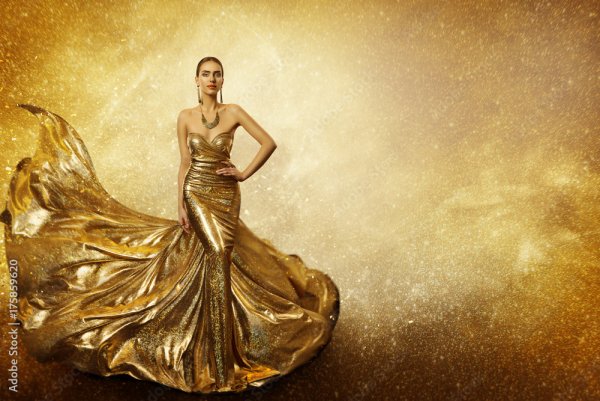 Золотое платье на черном фоне