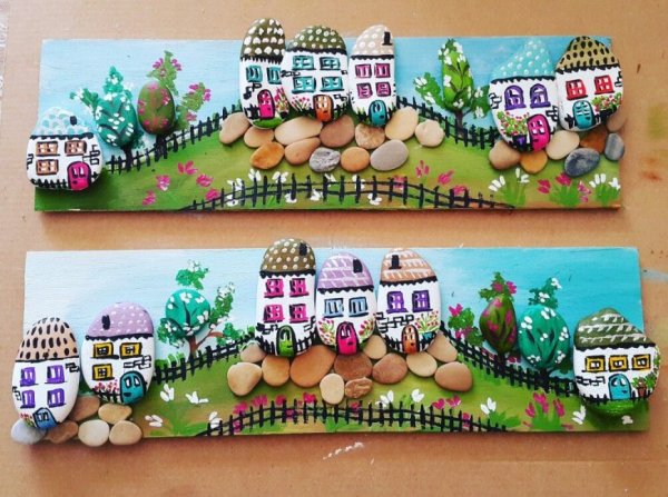 Аппликация дом из камней для детей
