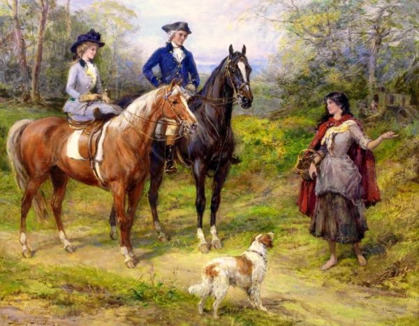 Картина девочка на лошади с собакой