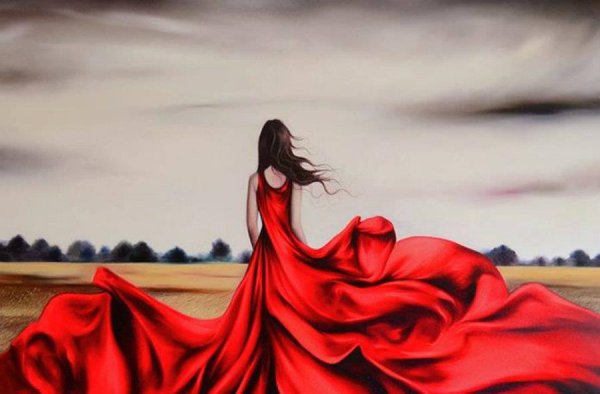 Девушка в Красном платье живопись