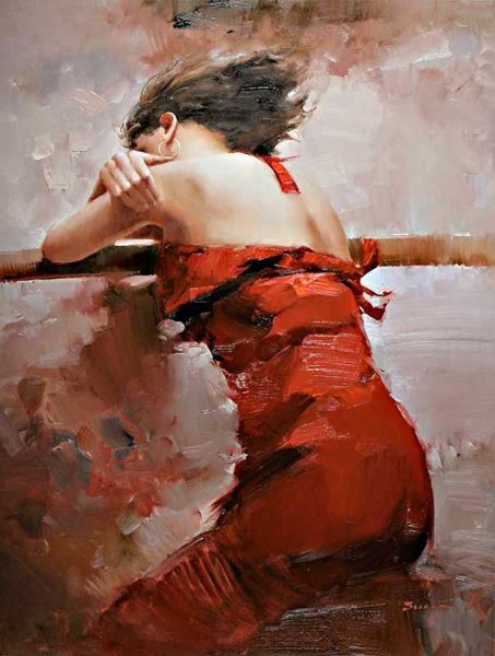 Женщина в Красном платье живопись