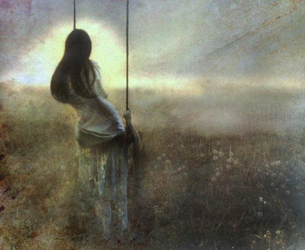 Одинокая девушка в тумане