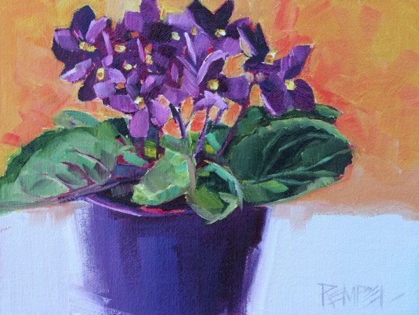 Фиалки гуашью