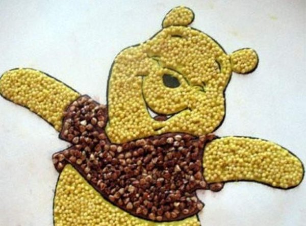 Поделки из круп и пластилина