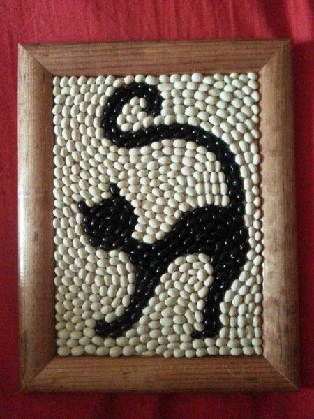 Панно из фасоли и кофе