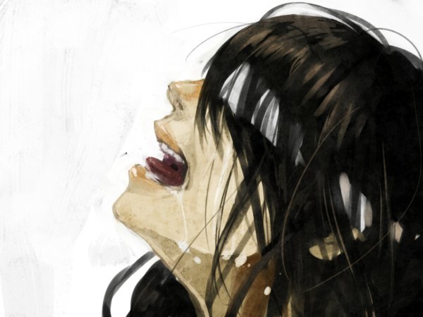 Кричащая девушка в профиль