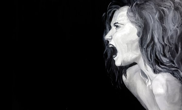 Кричащая девушка карандашом