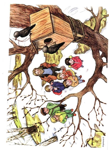 Серия сюжетных картин скворцы прилетели