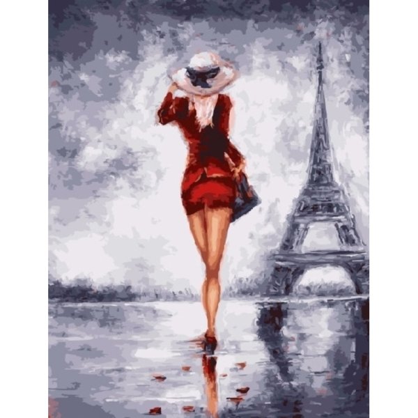 Картина девушка в Париже