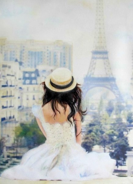Картина девушка в Париже