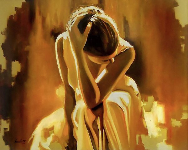 Грустная девушка живопись