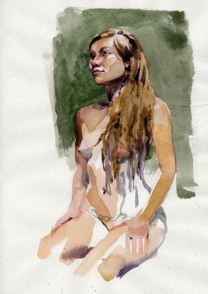 Академическая живопись акварель полуфигура