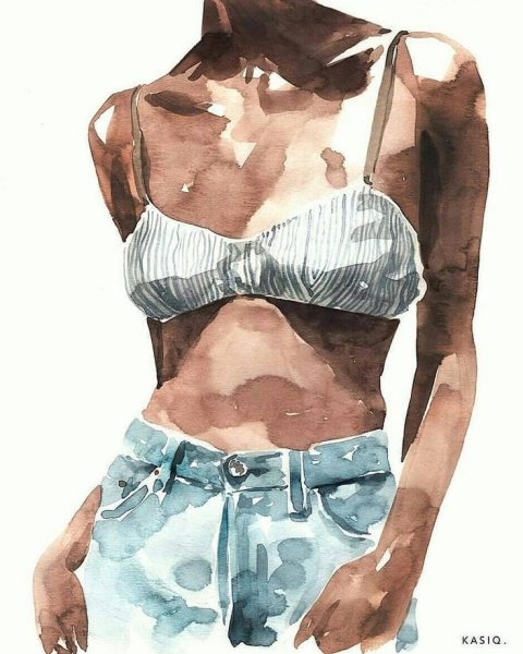 Женская фигура акварелью