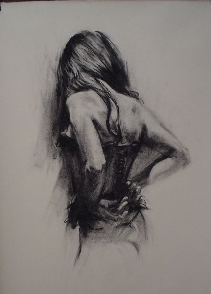 Девушка со спины рисунок