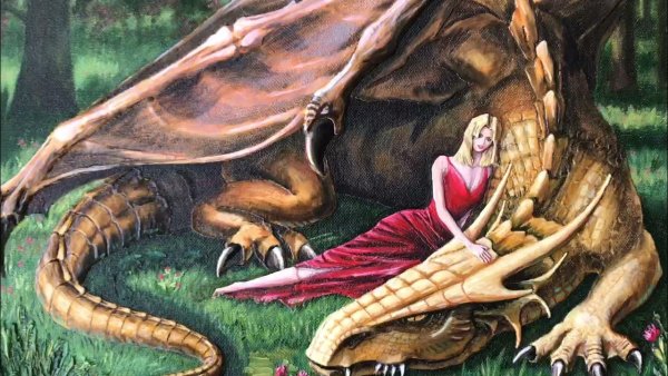 Картина дракон и девушка