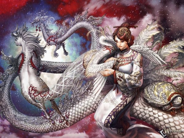 Китайский дракон и девушка