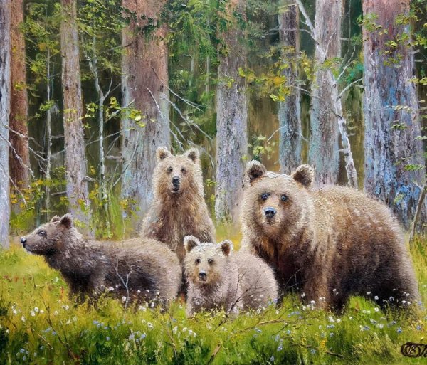 Семья медведь Медведица Медвежонок