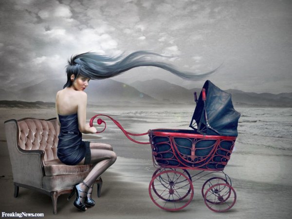 Девушка в коляске картина