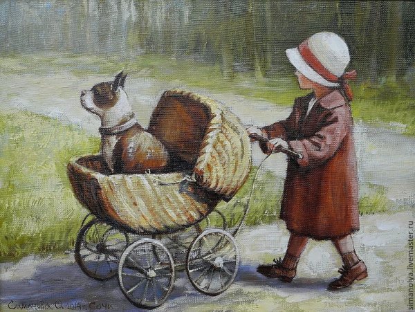 Художественная картина ребенок в коляске