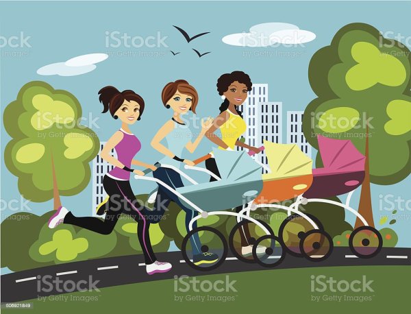 Мама с коляской мультяшные