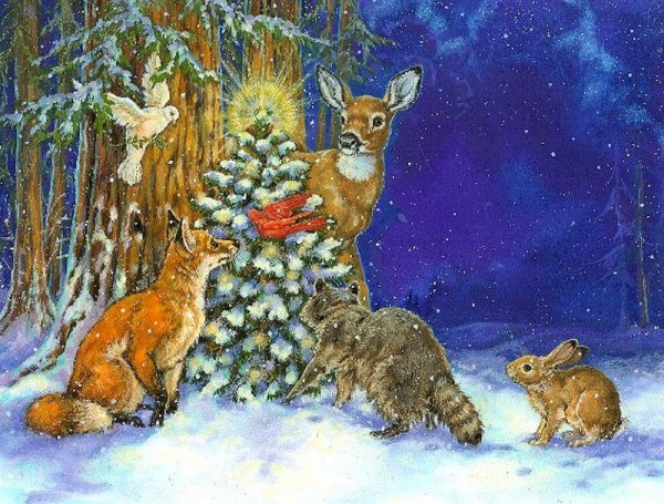 Волк в зимнем лесу